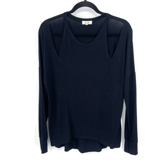 LNA Black Cut Out Shoulder Long Sleeve Lightweight Shirt Top Size XS - Picture 1 of 4